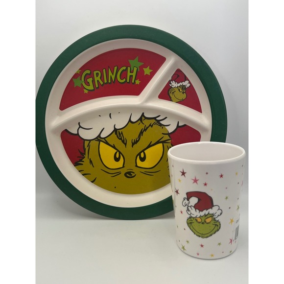 The Grinch Other - The Grinch Who Stole Christmas Melamine Plate and Cup Mixed Set